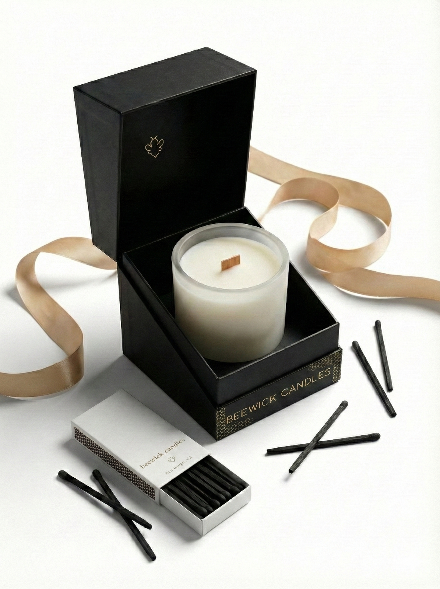 Ribbon Wrapped Gift Box with Matchbox